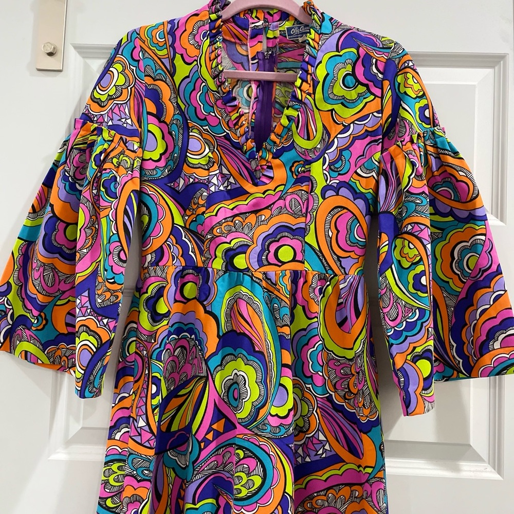 Vintage Oleg Cassini Psychedelic Maxi Dress | Late 1960s–Early 1970s XS - Picture 12 of 13